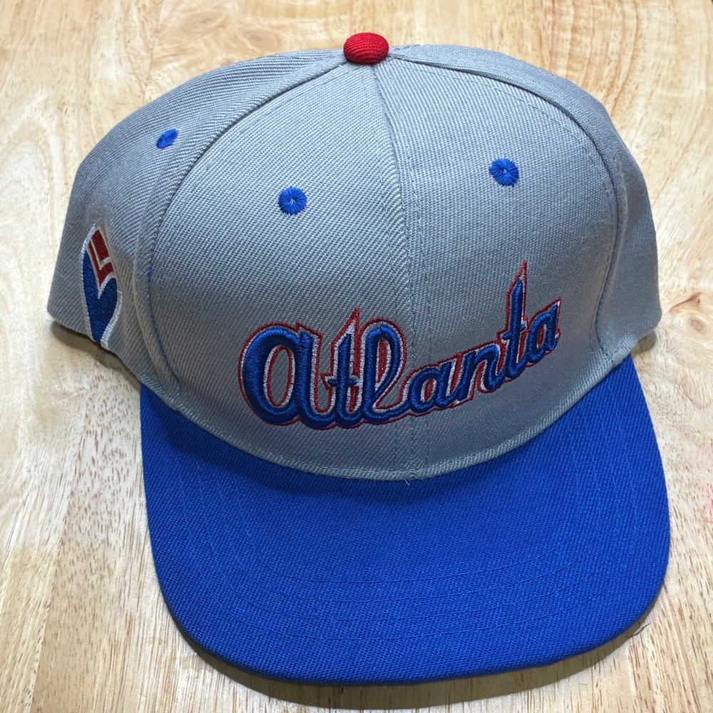 NAPA Atlanta Braves Snapback Hat Mens OSFA Gray Blue VTG Retro SGA Logo Cap